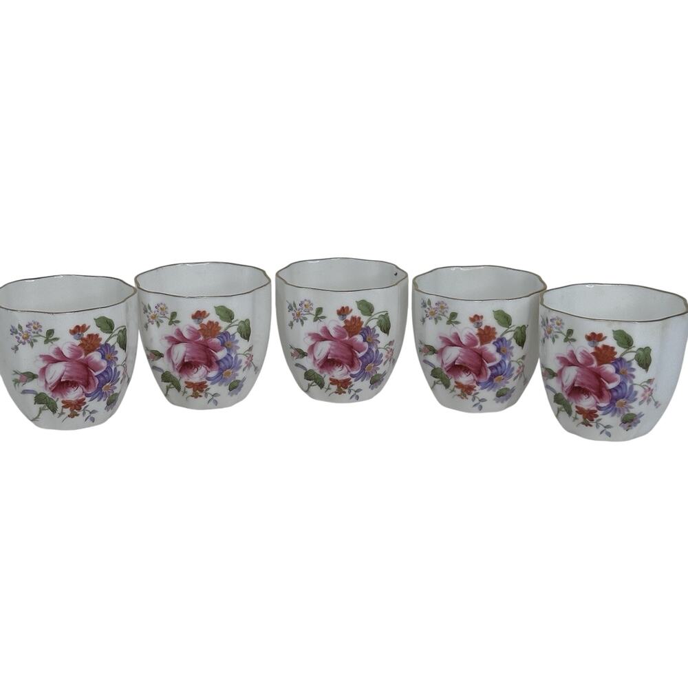 5 Royal Crown Derby Posies Bone China Egg Cups